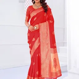 SAADHVI Woven Design Zari Kanjeevaram Saree With Blouse Piece-picture-31