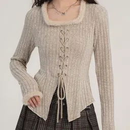 HERE&NOW Women Cotton Extended Sleeves Top-image-28