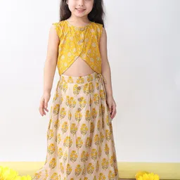 Sangria Girls Floral Printed Top WithLehenga-image-98
