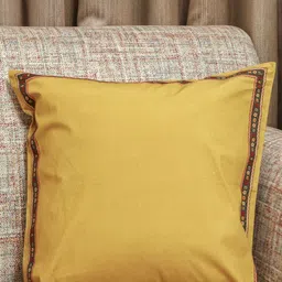 Myntra Elegant Homes Golden Grace Gold Toned & Red Cotton Square Cushion Cover-7