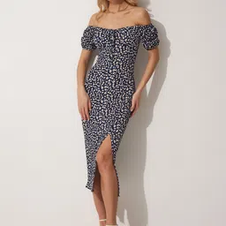 Happiness istanbul Floral Print Off-Shoulder Sheath Midi Dress-picture-16