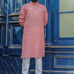 Stuffie Land Men Ethnic Motifs Printed Regular Pure Cotton Kurta with Pyjamas-picture-44