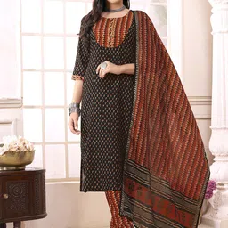 Anouk Women Printed Regular Kurta with Trousers & With Dupatta-0