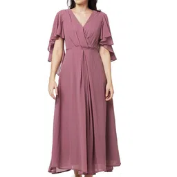 Iti Slit Sleeve Georgette Maxi Dress-image-82