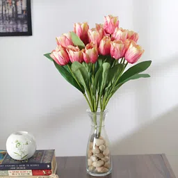 ARICK DECOR Pink 2 Pieces Tulip Artificial Plant-53