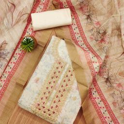 Rangtulika Floral Printed Zari Chanderi Unstitched Dress Material-image-83