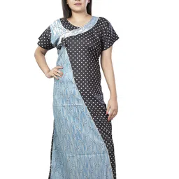 Laa Calcutta Women Printed Pure Cotton Maxi Nightdress-image-36