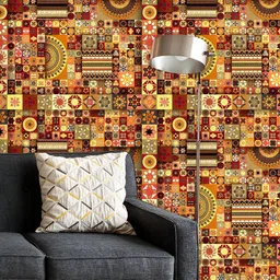 ArtzFolio Printed UV-Resistant Anti-Bacterial Vintage FloralMandalaPeel & Stick Wallpaper-image-67