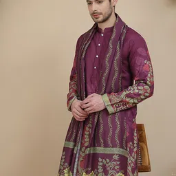 Jompers Men Floral Printed Kurta with Dupatta-image-24