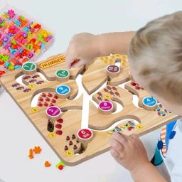 Educational Wooden Puzzle Board Maze Chase 1-10 Matching Practice Learning Toys-image-2