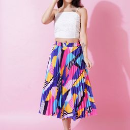 LookShine Printed A-Line Flared Midi Skirts image 4