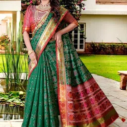 jayant creation Green Silk Blend Sarees-picture-1