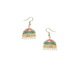 Anouk Artificial Beaded Dome Shaped Meenakari Jhumkas image 2