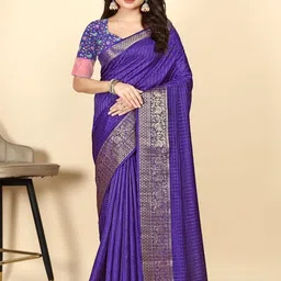 SSHAGUN LIFESTYLE Checked Woven Design Zari Saree-picture-39