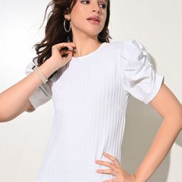 BAESD Women Ribbed Puff Sleeves Top-image-81