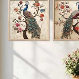 Kotart Beige & Brown 2 Pieces Birds and Animals Wooden Wall Arts-picture-41