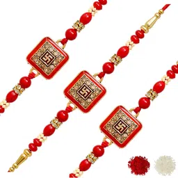 MEIRA JEWELLERY 5-Pcs Rakhi With Roli Chawal & Greeting Card-image-103