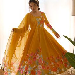 ODETTE Printed Semi-Stitched Dress Material-image-67
