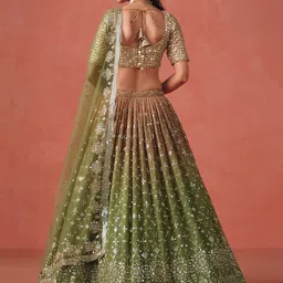 FABPIXEL Embroidered Sequinned Semi-Stitched Lehenga & Unstitched Blouse With Dupatta image 5