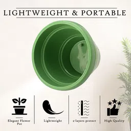 Kuber Industries Green Set Of 6 Plastic 2-Layer Planters image 4