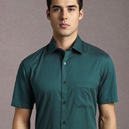 Louis Philippe Men Textured Spread Collar Pure Cotton Formal Shirt-image-26