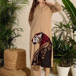Indo Era Women Embroidered V-Neck Top & Trousers Co-Ords-image-84