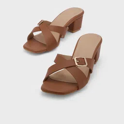 Sole To Soul Women Block Heel Open Toe Sandals with Buckles-15