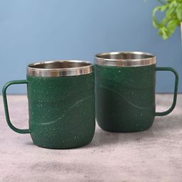 eha Green 2 Pieces Textured Microwave Safe Matte Finish Mugs 250 ml-25