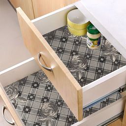 Kuber Industries Silver-Toned 2 Pieces Printed Water Resistant Shelf Liner-15