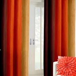 BELLA TRUE Red & Orange 2 Pieces Colourblocked Long Door Curtains-image-71