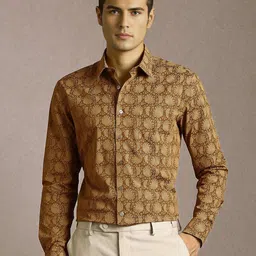 Louis Philippe Men Slim Fit Ethnic Motifs Printed Spread Collar Pure Cotton Casual Shirt-picture-27