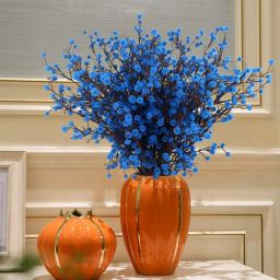 Artificial Baby Breath 5 Pcs Blue color Real Touch Flowers Blue Gladiolus Artificial Flower-18