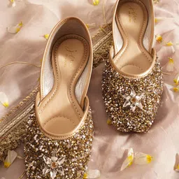 JM Looks Women Fashion Flat Embellished Round Toe Flat Jutti with Comfortable Sole-19