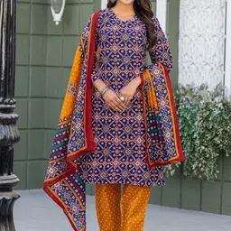 devkison Designer Paisley Printed Regular Kurta With Trousers & Dupatta-image-1
