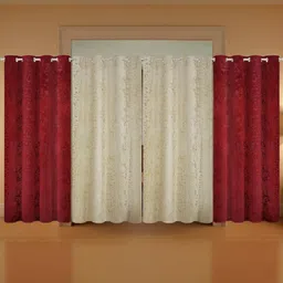 IVAZA Maroon Black Out Door Curtain - Set of 4-image-17