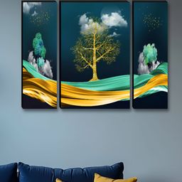 Myntra Elegant Homes Green & Gold-Toned 3 Pieces Floral & Botanical Night Vision Wall Art-picture-15