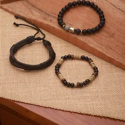 Jazz and Sizzle Men 3 Brass Wraparound Bracelet-24