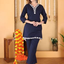 Anouk Floral Printed Cotton Tunic With Trousers Co-Ords-image-46