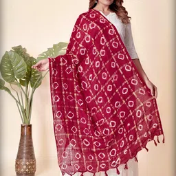 EBADAT Printed Red Cotton Dupatta-35