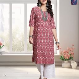 HERE&NOW Selection Of 2 Ethnic Motifs Printed Round Neck Straight Kurta-55