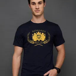 GIORDANO Men Graphic Printed Round Neck Cotton T-shirt-image-17
