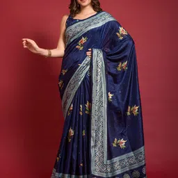 DIVASTRI Floral Silk Blend Saree-picture-54