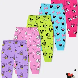 Disney By Miss and Chief Girls Pack Of 5 Printed Cotton Joggers-57