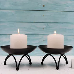 HOSLEY Black Set of 2 Candle Holder-27