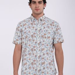 Indian Terrain Men Classic Fit Spread Collar Floral Printed Cotton Casual Shirt-picture-20