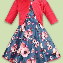 Wish Karo Floral Print Satin A-Line Dress-image-52