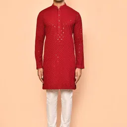 Arihant Rai Sinha Men Ethnic Motifs Embroidered Regular Thread Work Kurta with Churidar-picture-16