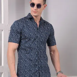 Crimsoune Club Abstract Printed Shirt Collar Classic Slim Fit Casual Shirt-image-11