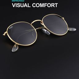Irayz Unisex Black Lens & Gold-Toned Round Sunglasses with-37