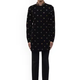 SDS By Kushal Shah Geometric Embroidered Mandarin Collar Cotton Straight Kurta & Trousers-image-27